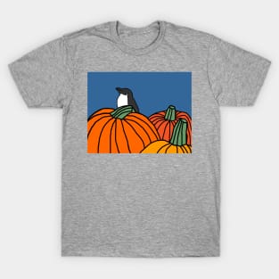 Cute Penguin and Three Pumpkins T-Shirt